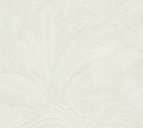 Jungle Palm Leaves Textured Wallpaper in Cream from the Versace V Collection