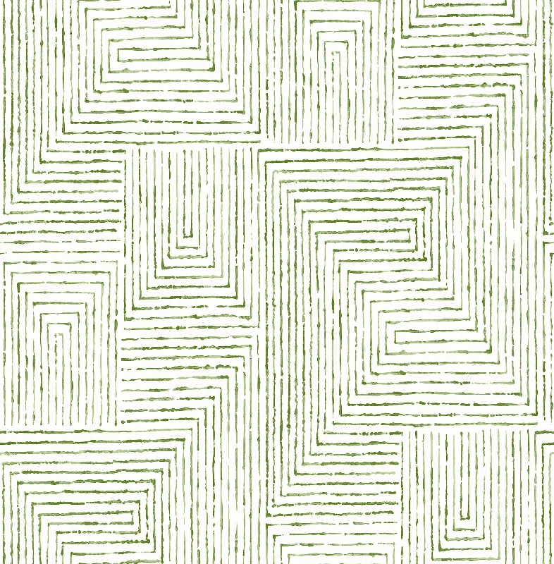 Merritt Geometric Wallpaper in Green from the Scott Living Collection