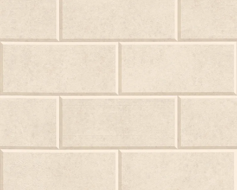 Modern Bricks/Stones Textured Luxury Wallpaper in Cream/Beige