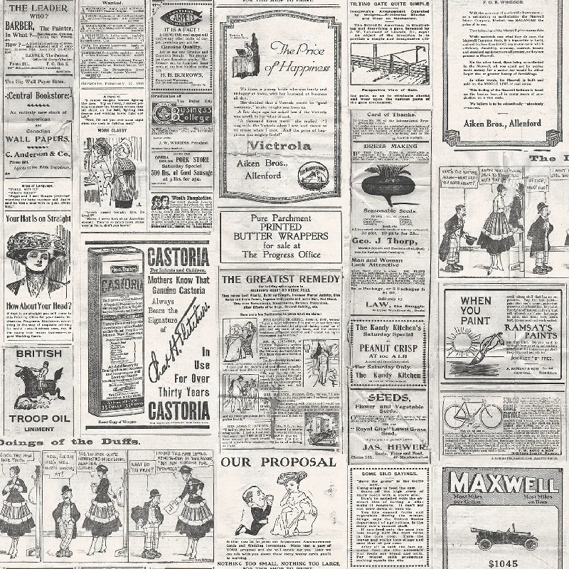 Newspapers Black Wallpaper from the Nostalgie Collection