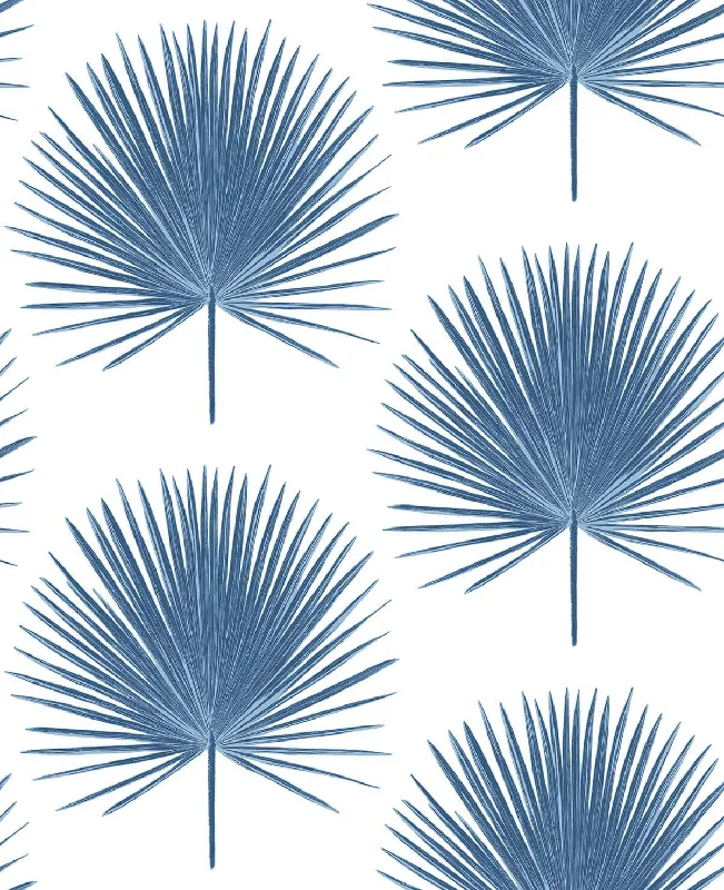 Palmetto Palm Peel-and-Stick Wallpaper in Coastal Blue