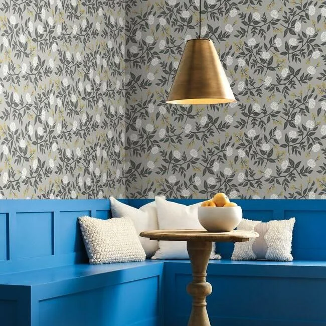 Peonies Wallpaper in Grey from the Rifle Paper Co. Collection