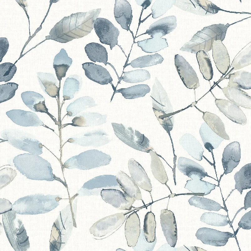 Pinnate Blue Leaves Wallpaper from the Thoreau Collection