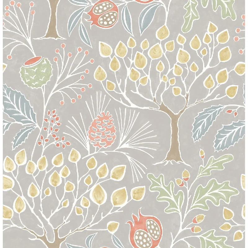 Shiloh Botanical Wallpaper in Light Grey from the Bluebell Collection