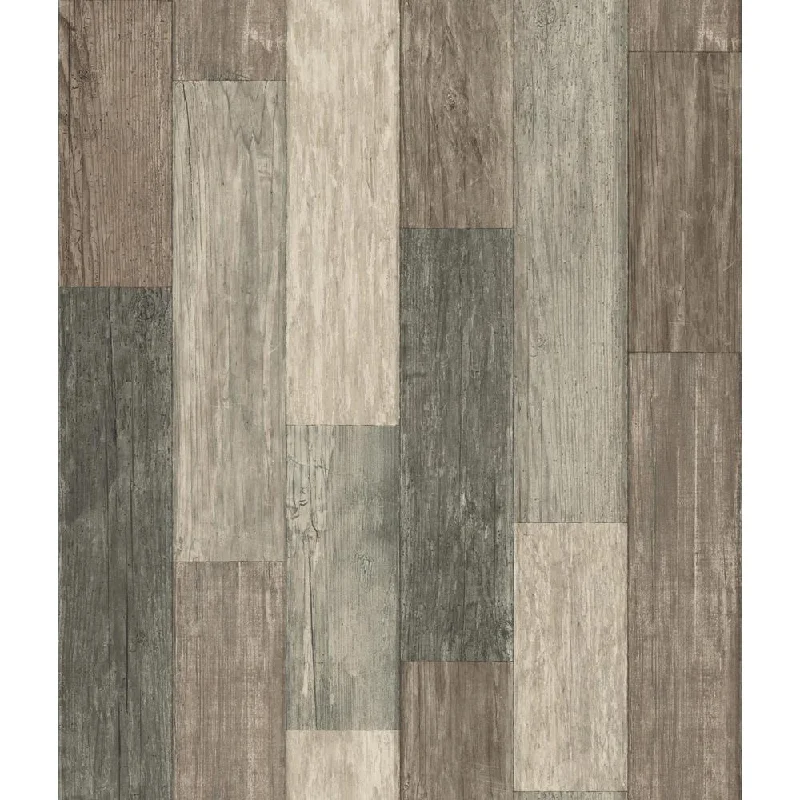 Weathered Wood Plank Peel & Stick Wallpaper in Brown