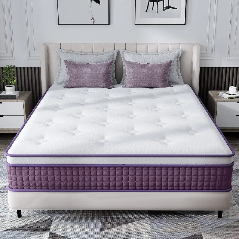 10 Inch Innerspring Hybrid King Size Mattress, Motion Isolation Individually Pocketed Coils Mattress