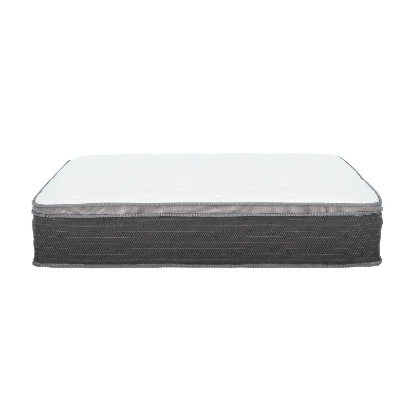 12-inch Pocket Spring Hybrid Euro Top Mattress in White and Grey