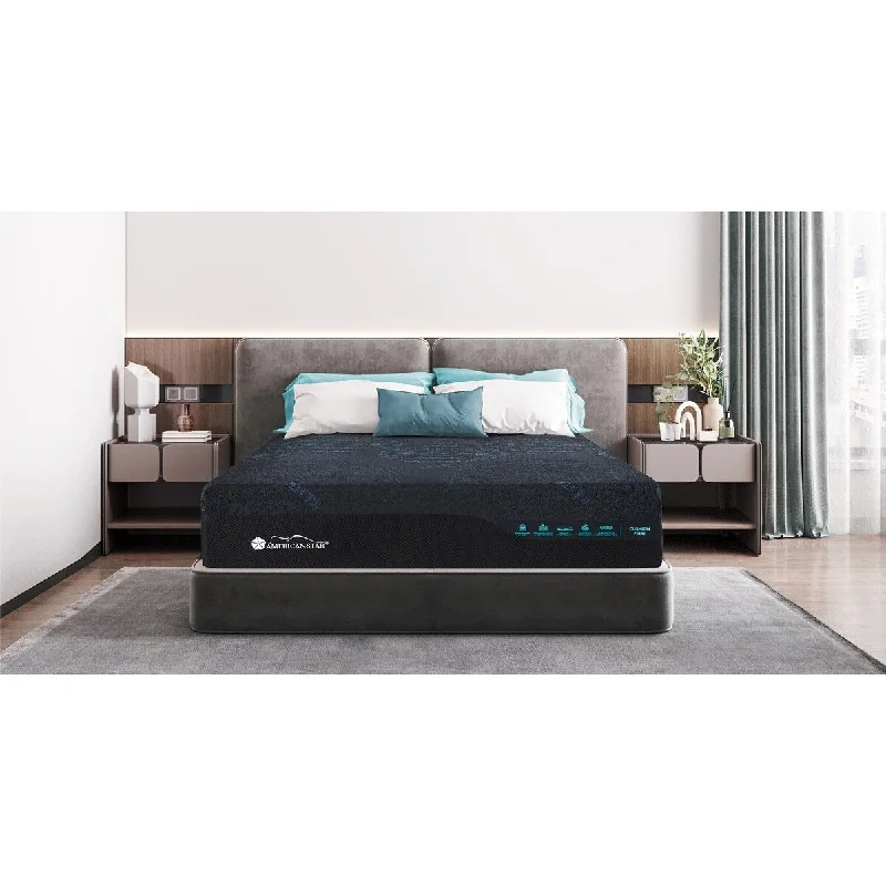 13" Hybrid Mattress with Ice Feel Cooling Knitted Fabric and Individual Pocket Coil Support, Black, Firm