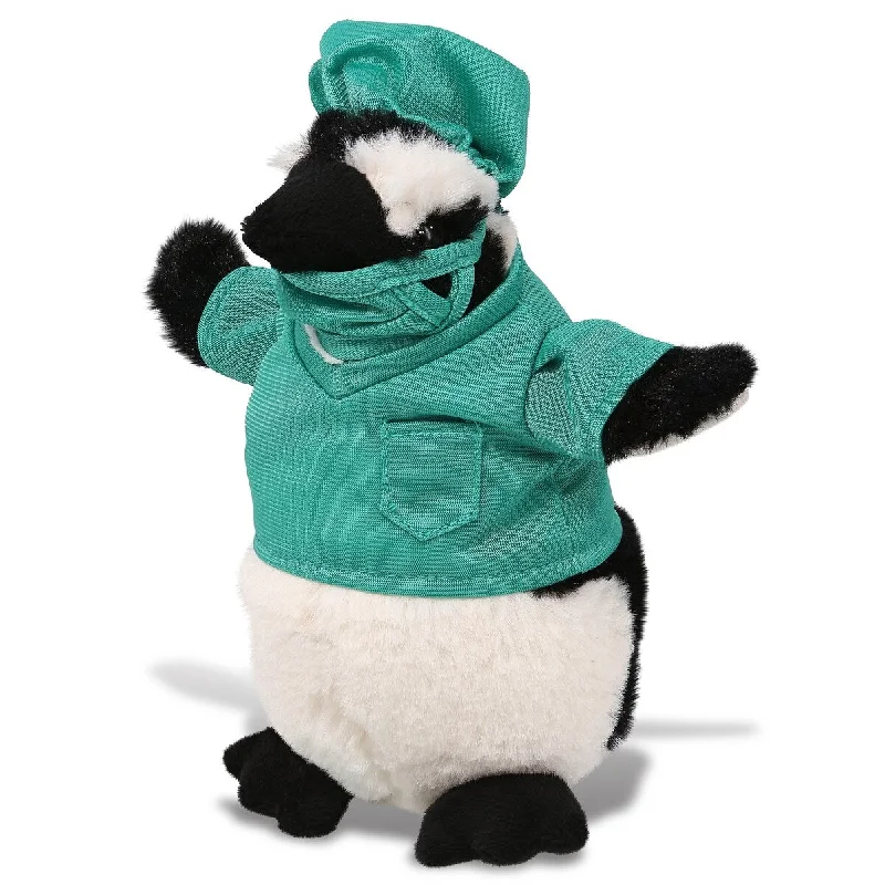 DolliBu African Penguin Doctor Plush with Cute Scrub Uniform and Cap - 7 inches