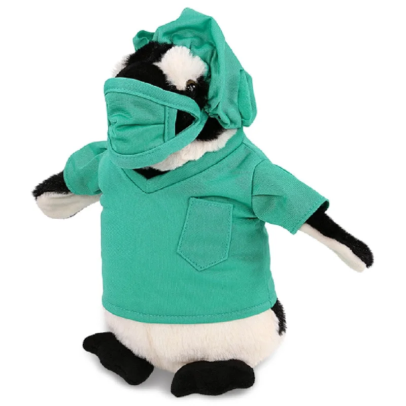 DolliBu African Penguin Doctor Plush with Cute Scrub Uniform and Cap - 9 inches