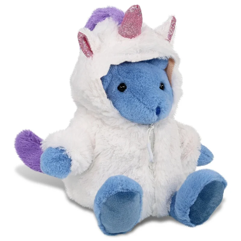 DolliBu Baby Blue Rabbit Unicorn Stuffed Animal with Unicorn Outfit - 8 inches