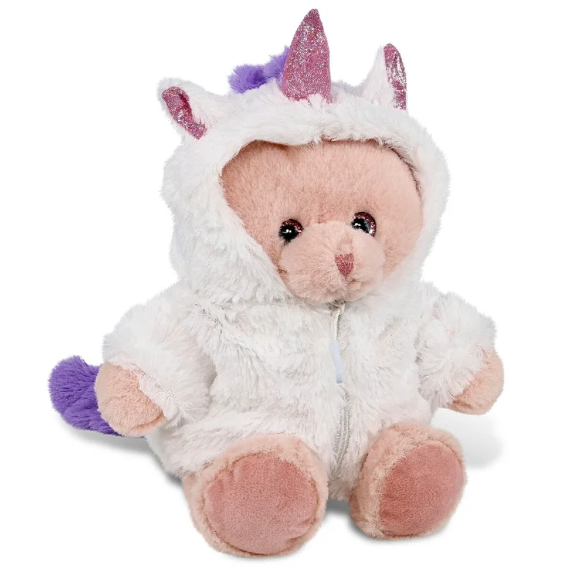 DolliBu Baby Pink Bear Unicorn Plush Stuffed Animal w/ Unicorn Outfit - 8.5 inches