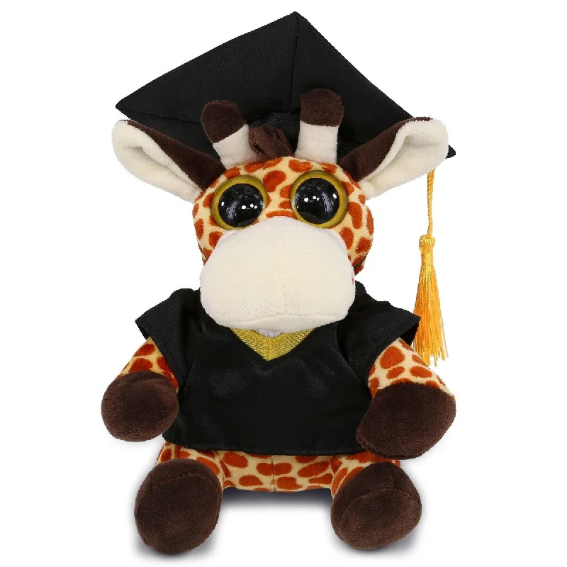 DolliBu Big Eye Giraffe Graduation Plush with Gown and Cap with Tassel - 6 inches