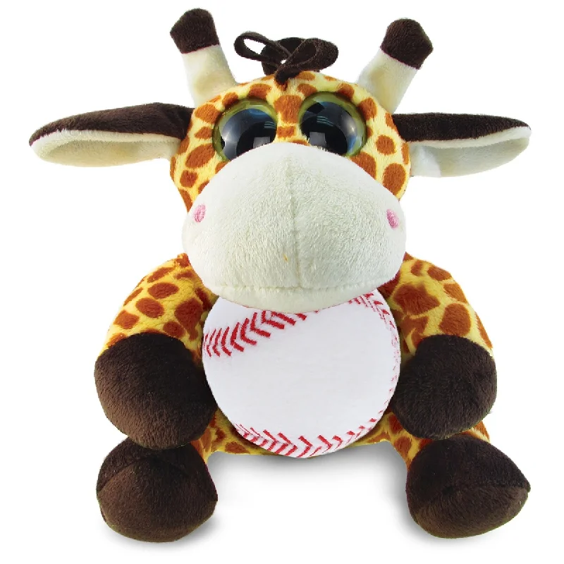 DolliBu Big Eye Giraffe Stuffed Animal with Baseball Plush Toy - 6 inches