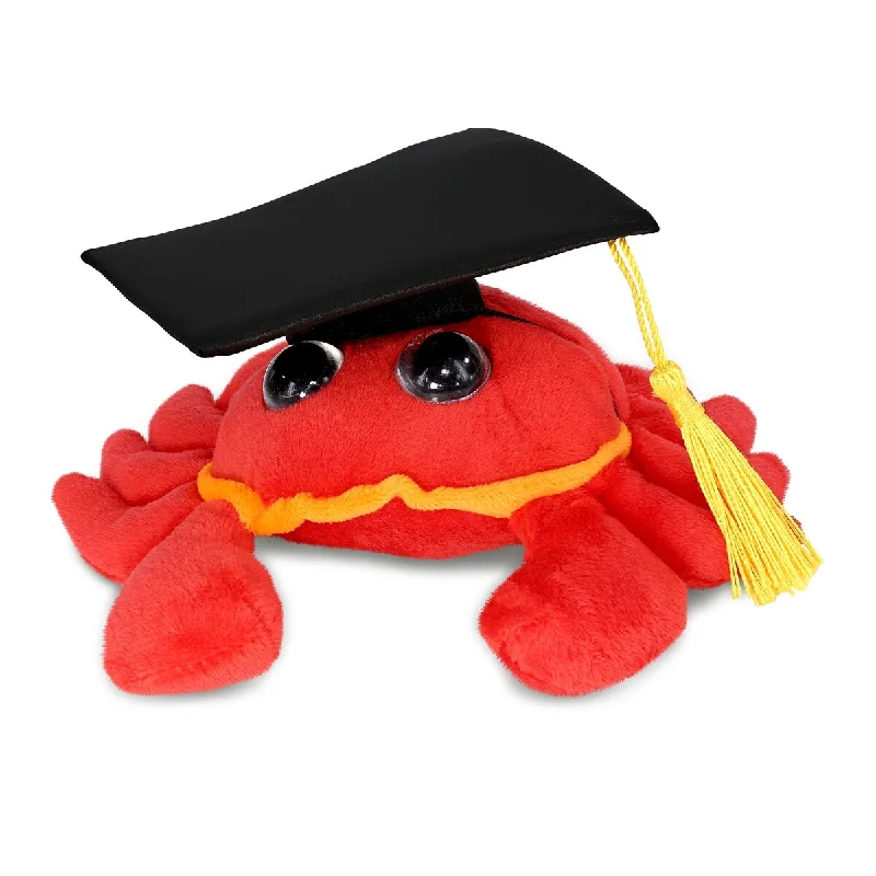 DolliBu Big Eye Red Crab Graduation Plush Toy with Graduation Cap - 6 inches