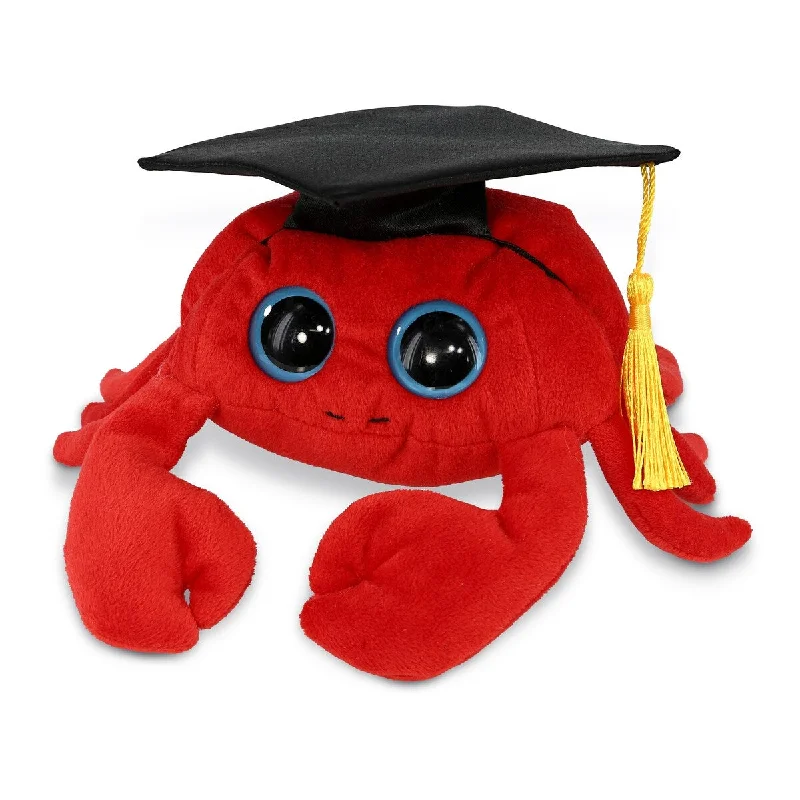 DolliBu Big Eye Red Crab Graduation Plush Toy with Graduation Cap - 9.5 inches