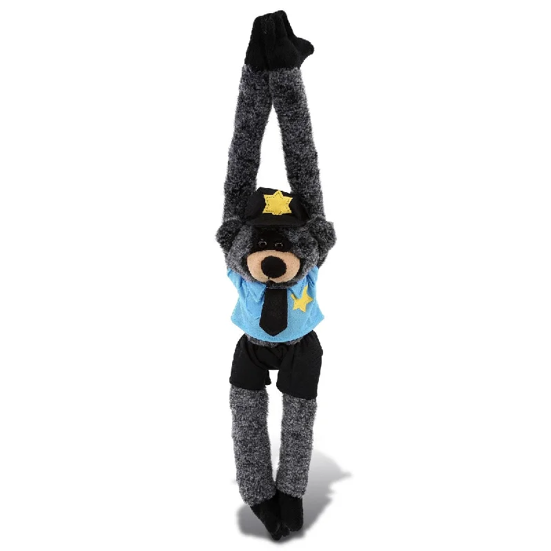 DolliBu Black Bear Long Arms Police Officer Plush with Uniform and Cap - 21 inches