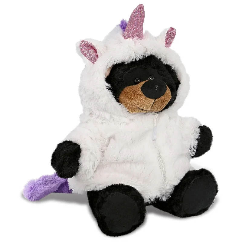 DolliBu Black Bear Unicorn Plush Stuffed Animal with Unicorn Outfit - 9 inches