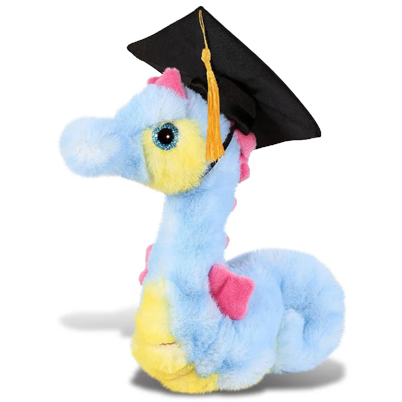 DolliBu Blue Seahorse Graduation Plush Toy with Graduation Cap - 11.5 inches