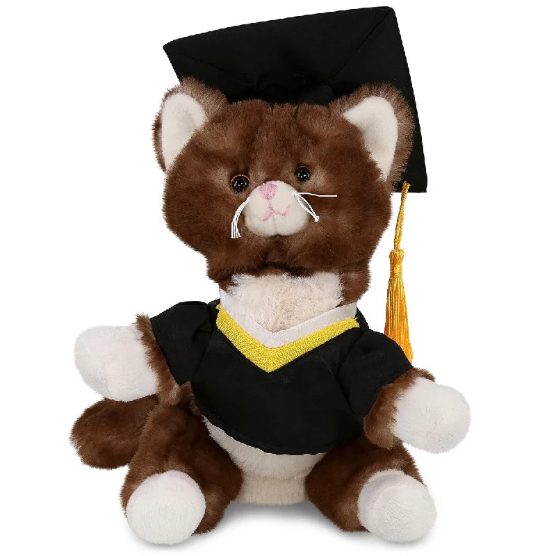 DolliBu Brown Cat Graduation Plush Toy with Gown and Cap with Tassel - 7 inches