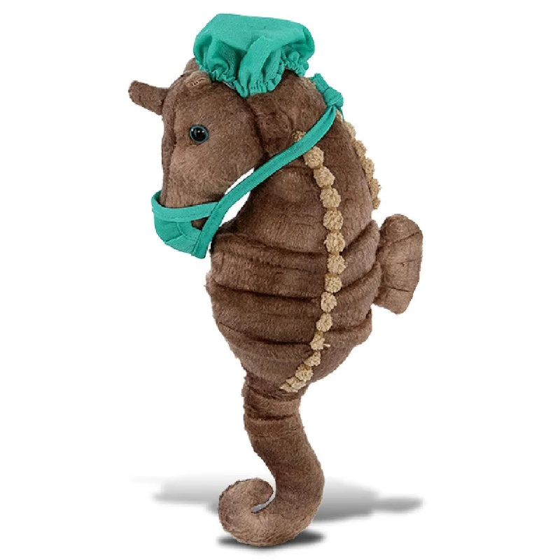 DolliBu Brown Seahorse Doctor Plush with Cute Scrub Cap and Face Mask - 12 inches