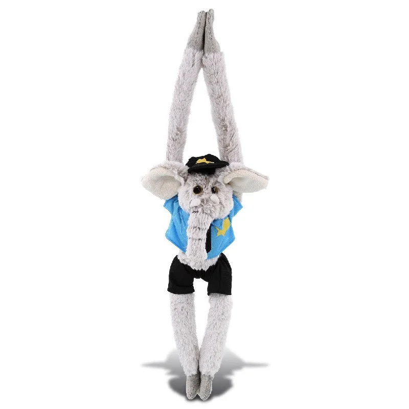 DolliBu Elephant Long Arms Police Officer Plush with Uniform and Cap - 21 inches