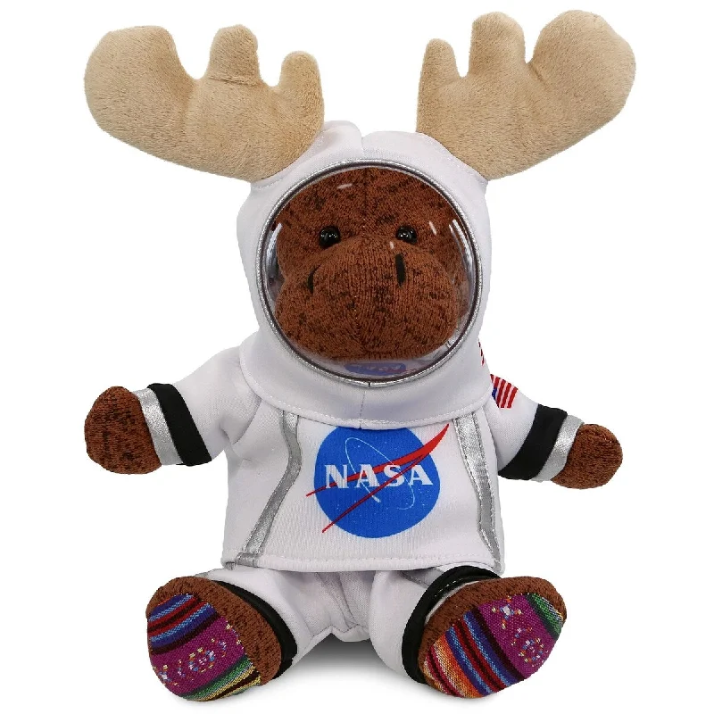 DolliBu Funky Sitting Brown Moose Astronaut with Helmet and NASA Suit - 11 inches