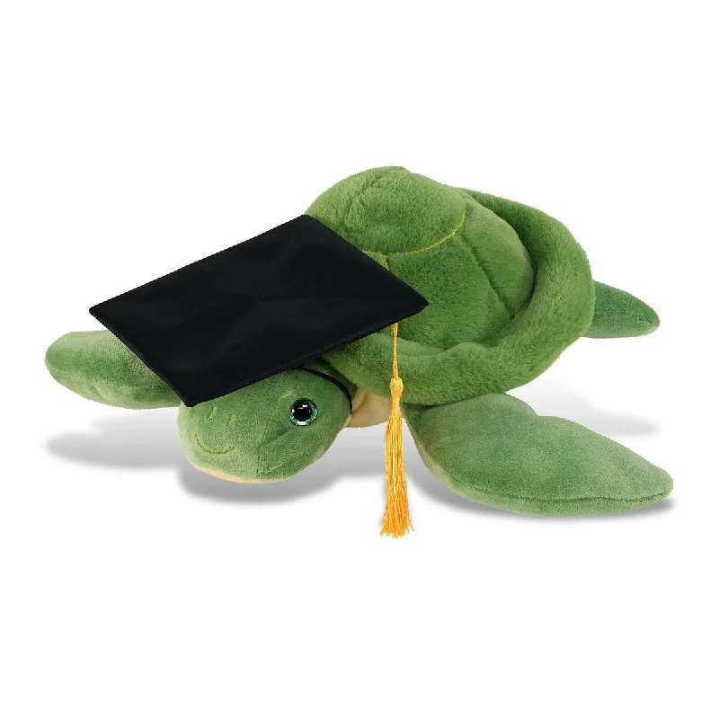 DolliBu Green Sea Turtle Graduation Plush with Graduation Gown and Cap - 13 inches