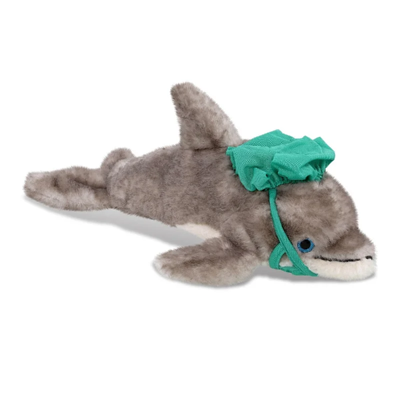 DolliBu Grey Dolphin Doctor Plush Toy with Cute Scrub Uniform and Cap - 16.5 inches