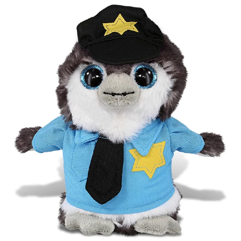 DolliBu Grey Penguin Police Officer Plush Toy with Cute Cop Uniform - 6.5 inches