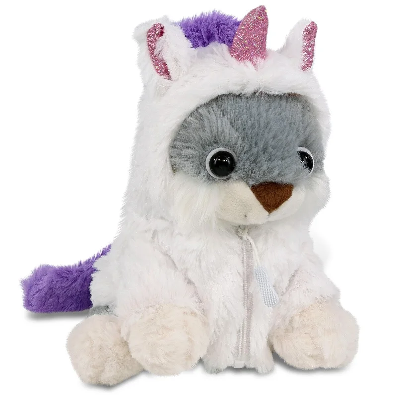 DolliBu Grey Rabbit Unicorn Plush Stuffed Animal Toy with Outfit - 7 inches