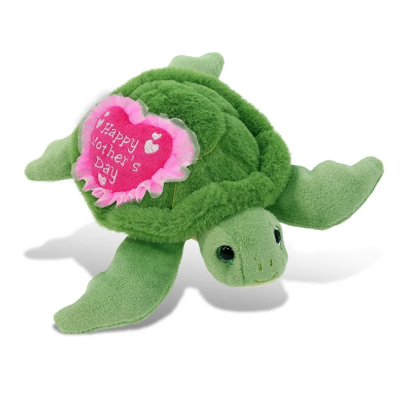 DolliBu Happy Mother’s Day Plush Green Sea Turtle With Pink Heart - 6.5 inches