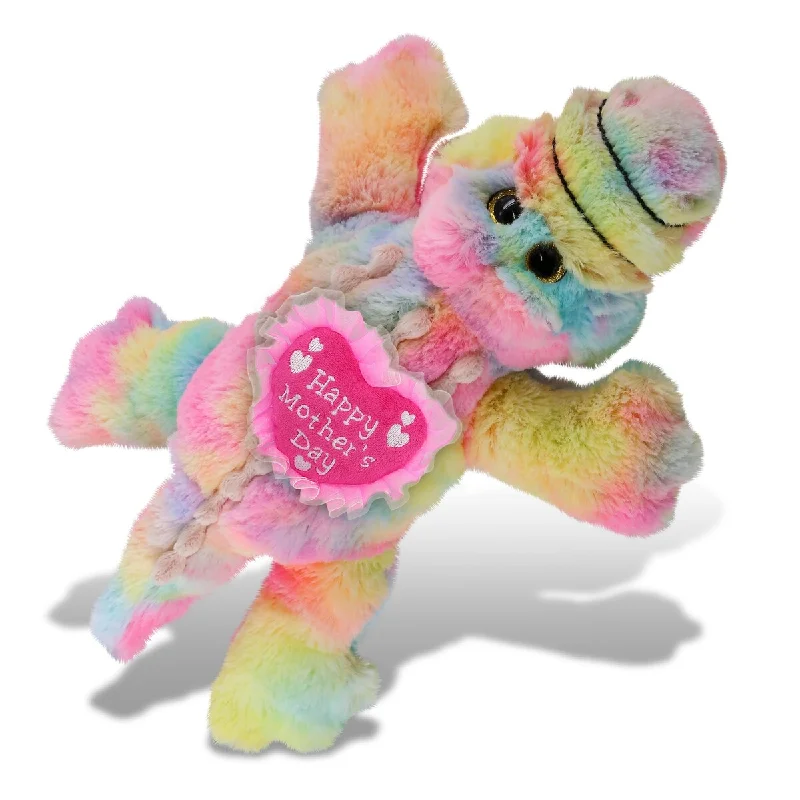 DolliBu Happy Mother’s Day Small Rainbow Alligator with Pink Heart - 12 inches