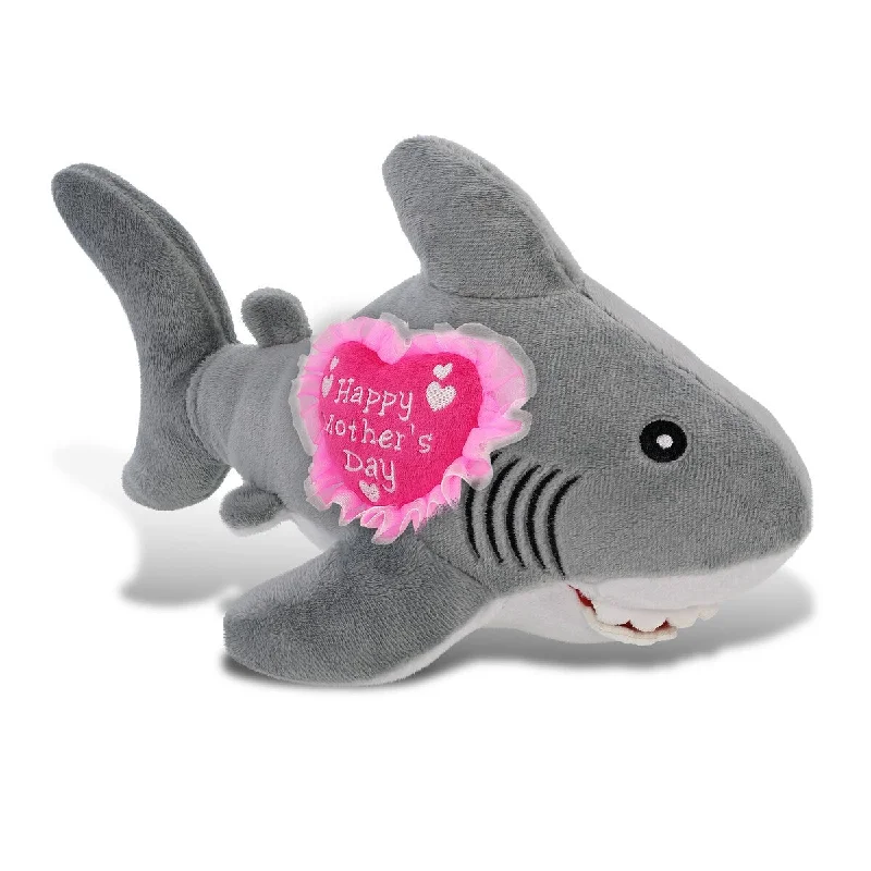 DolliBu Happy Mother’s Day Soft Plush Shark With Pink Heart Message - 12 inches