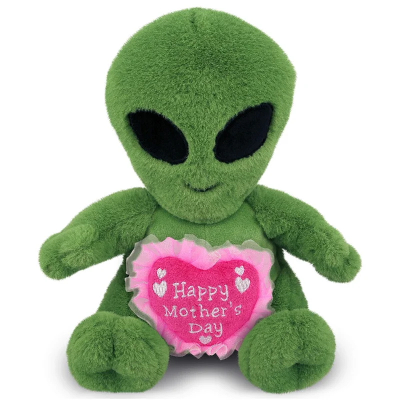 DolliBu Happy Mother’s Day Super Soft Plush Alien With Pink Heart - 11 inches