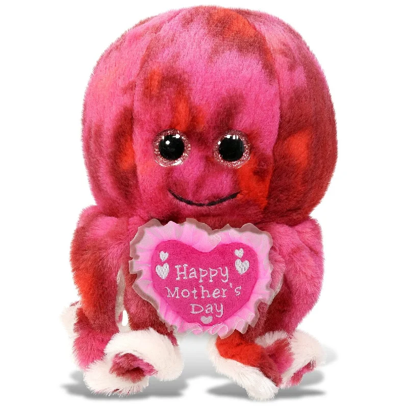 DolliBu Happy Mother’s Day Super Soft Plush Pink Tie-Dye Octopus - 10 inches