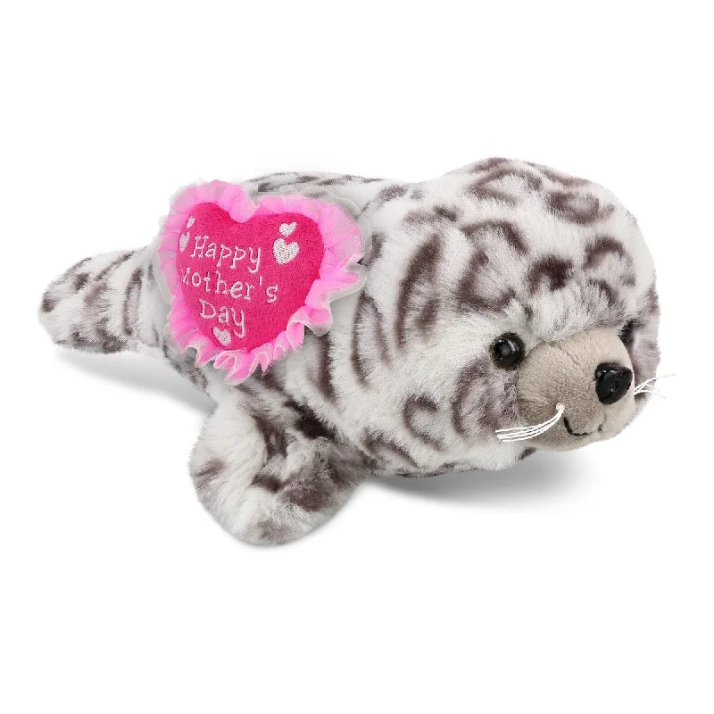 DolliBu Happy Mother’s Day Super Soft Plush Seal with Pink Heart - 10 inches