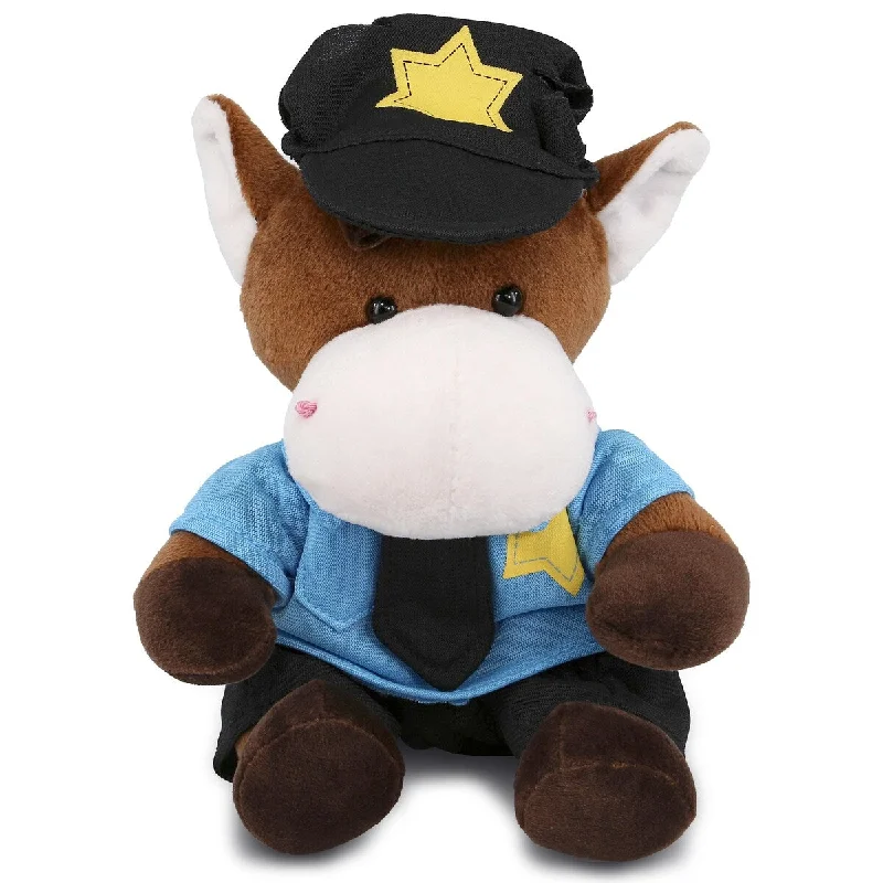 DolliBu Horse Police Officer Plush Toy with Cute Cop Uniform and Cap - 6 inches