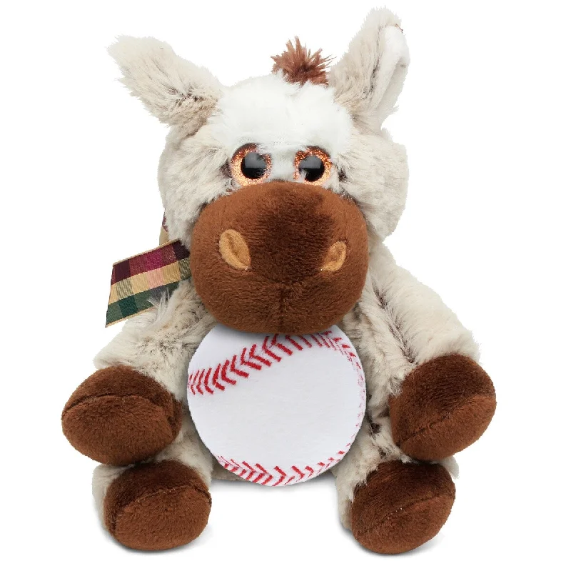 DolliBu Huggable Floppy Donkey Stuffed Animal with Baseball Plush - 7 inches