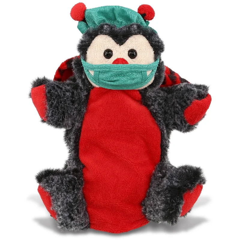 DolliBu Ladybug Hand Puppet Doctor Plush Toy w/ Scrub Uniform and Cap - 8 inches