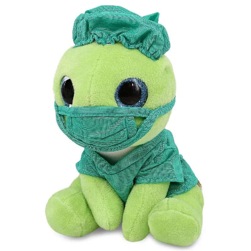 DolliBu Large Green Sea Turtle Sparkle Eyes Doctor Plush with Uniform - 10 inches