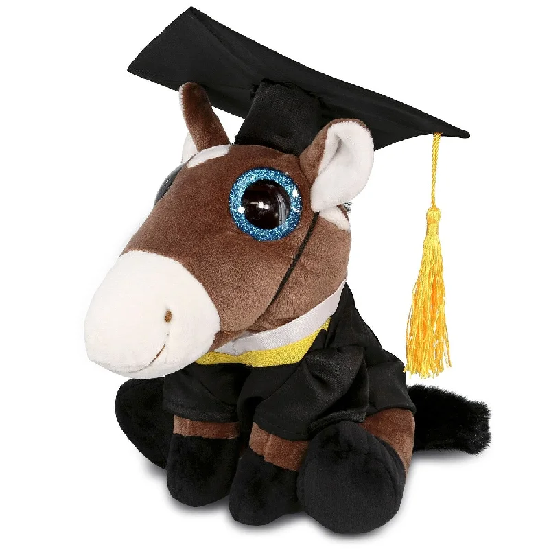 DolliBu Large Horse Graduation Plush Toy with Gown & Cap with Tassel - 8 inches