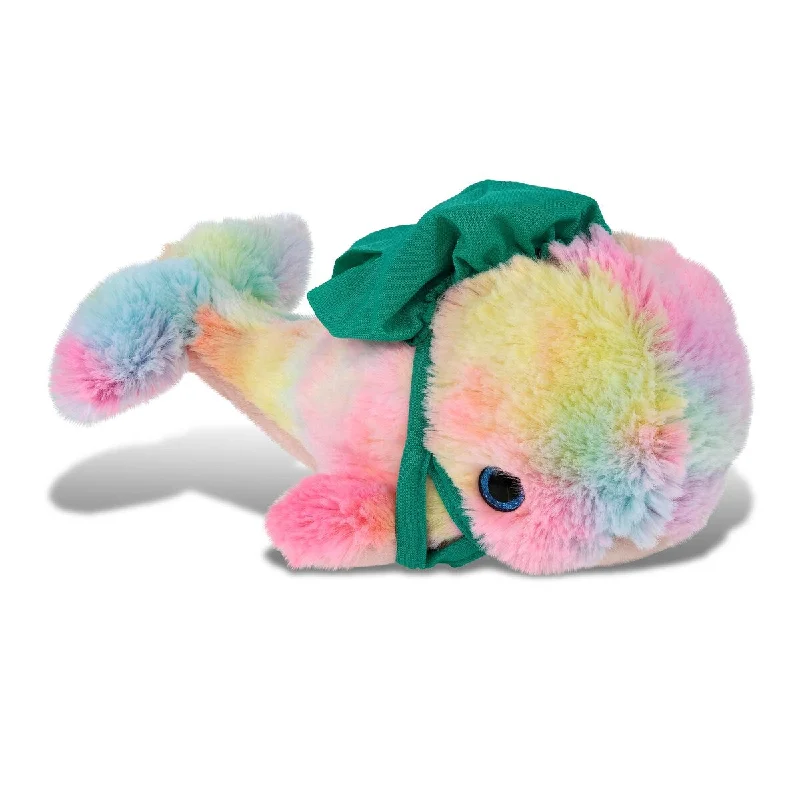 DolliBu Large Rainbow Whale Doctor Plush with Scrub Uniform and Cap - 9 inches