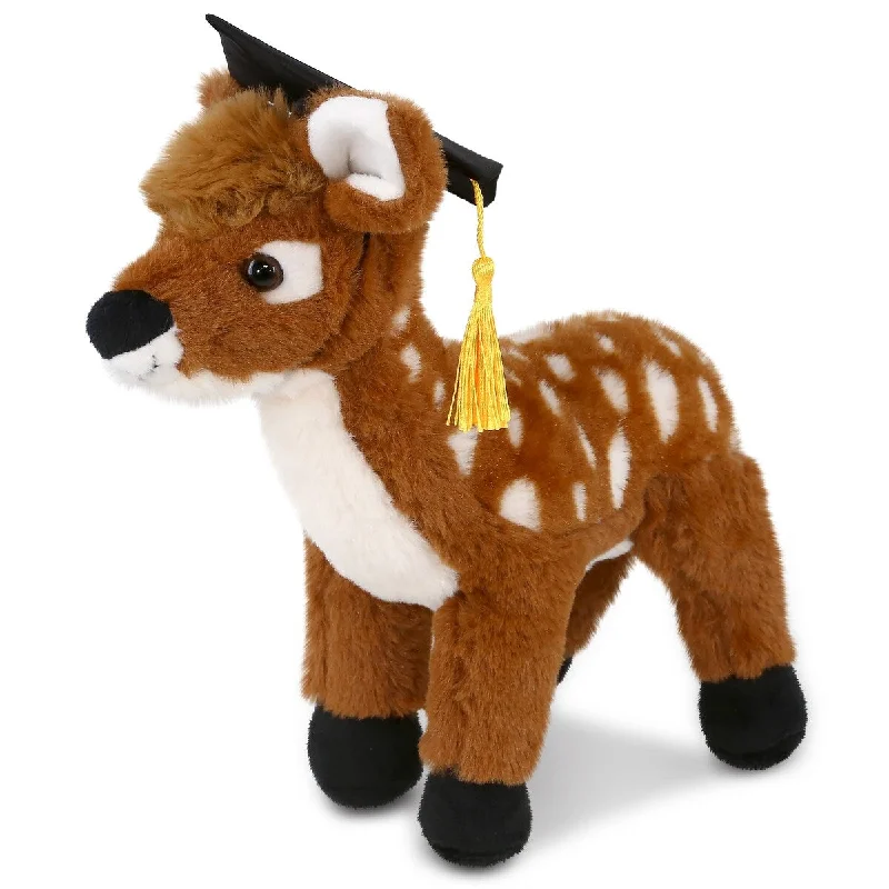 DolliBu Large Standing Deer Graduation Plush Toy with Gown and Cap - 12.5 inches