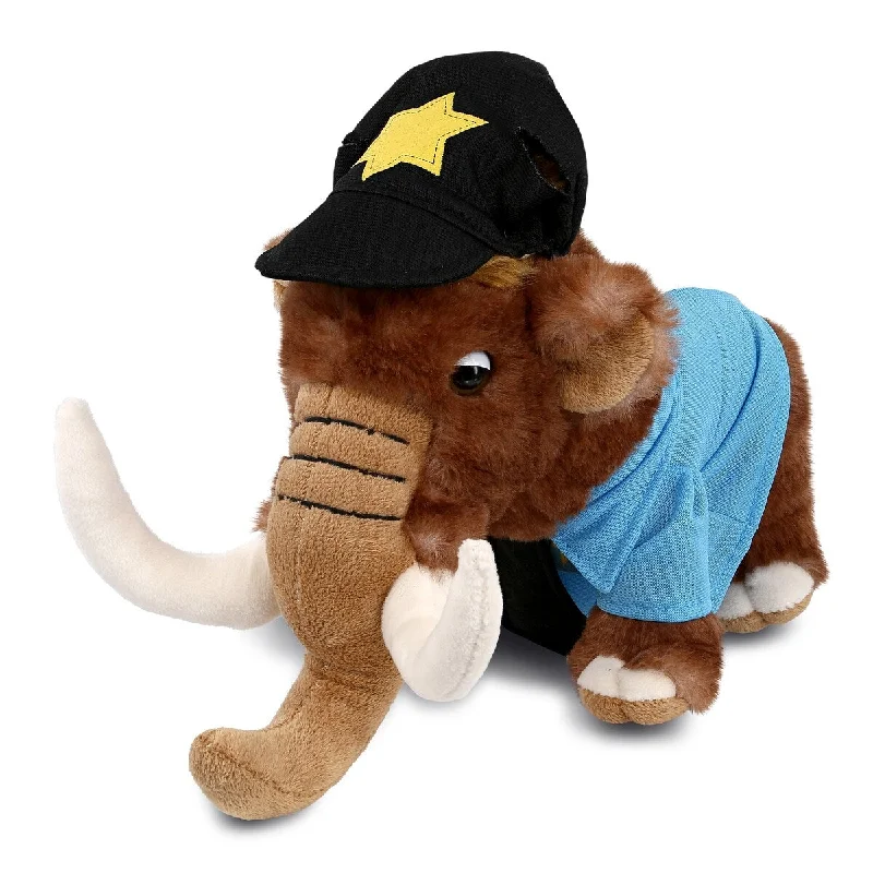 DolliBu Large Wild Mammoth Police Officer Plush with Uniform and Cap - 9 inches