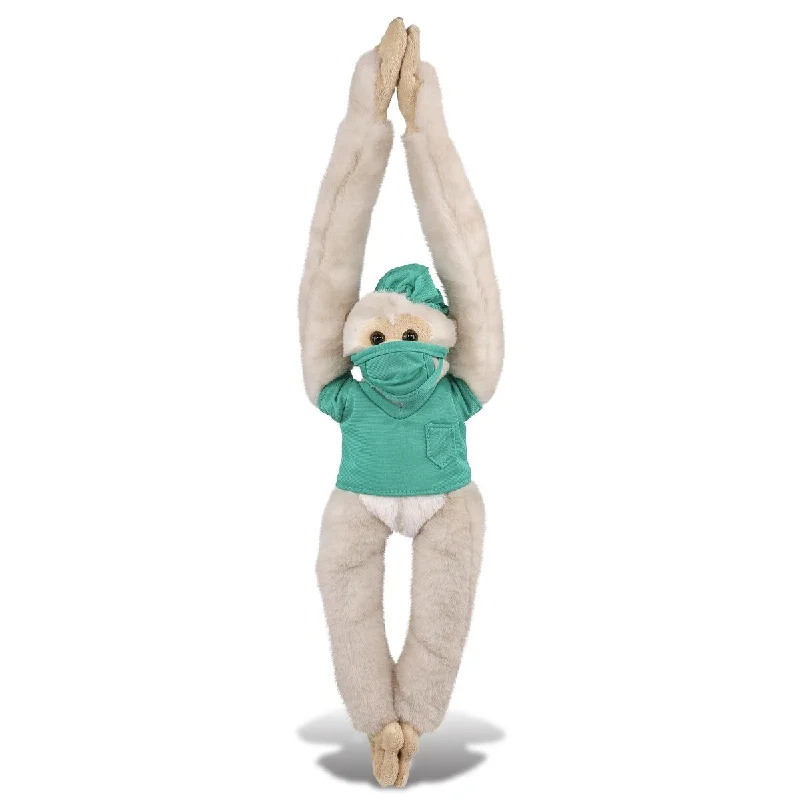 DolliBu Long Arm Hanging White Squirrel Monkey Doctor Plush Toy - 21 inches