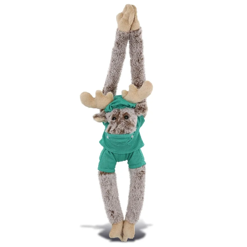 DolliBu Long Arms Moose Doctor Plush Toy with Cute Scrub Uniform & Cap - 21 inches