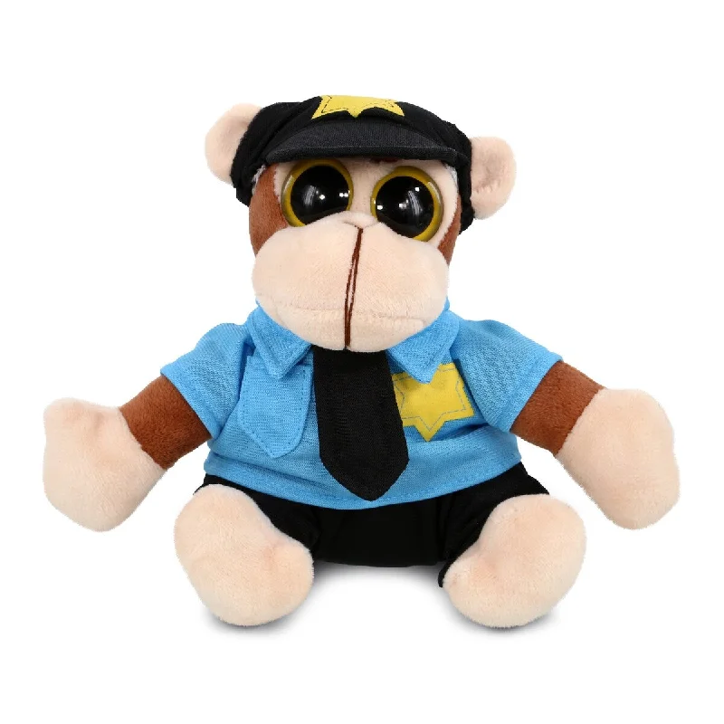 DolliBu Monkey with Big Eye Police Officer Plush Toy with Cop Uniform - 6 inches