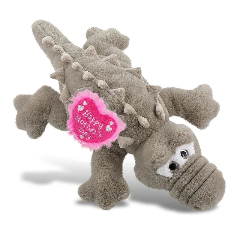 DolliBu Mother’s Day Soft Plush Large Grey Alligator With Pink Heart - 17 inches