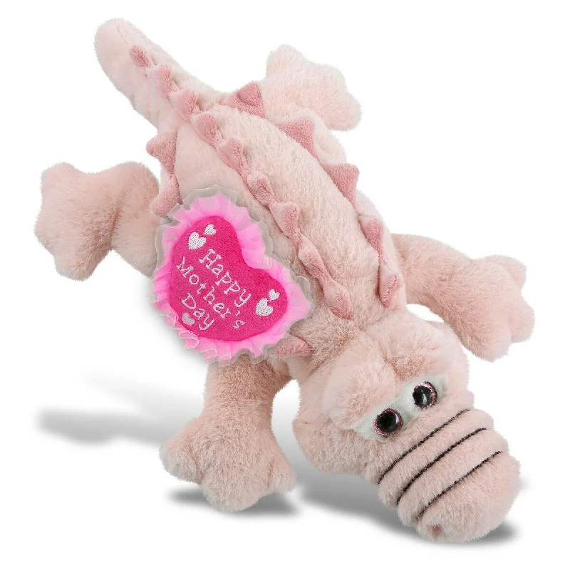 DolliBu Mother’s Day Soft Plush Pink Alligator Small with Pink Heart - 14 inches